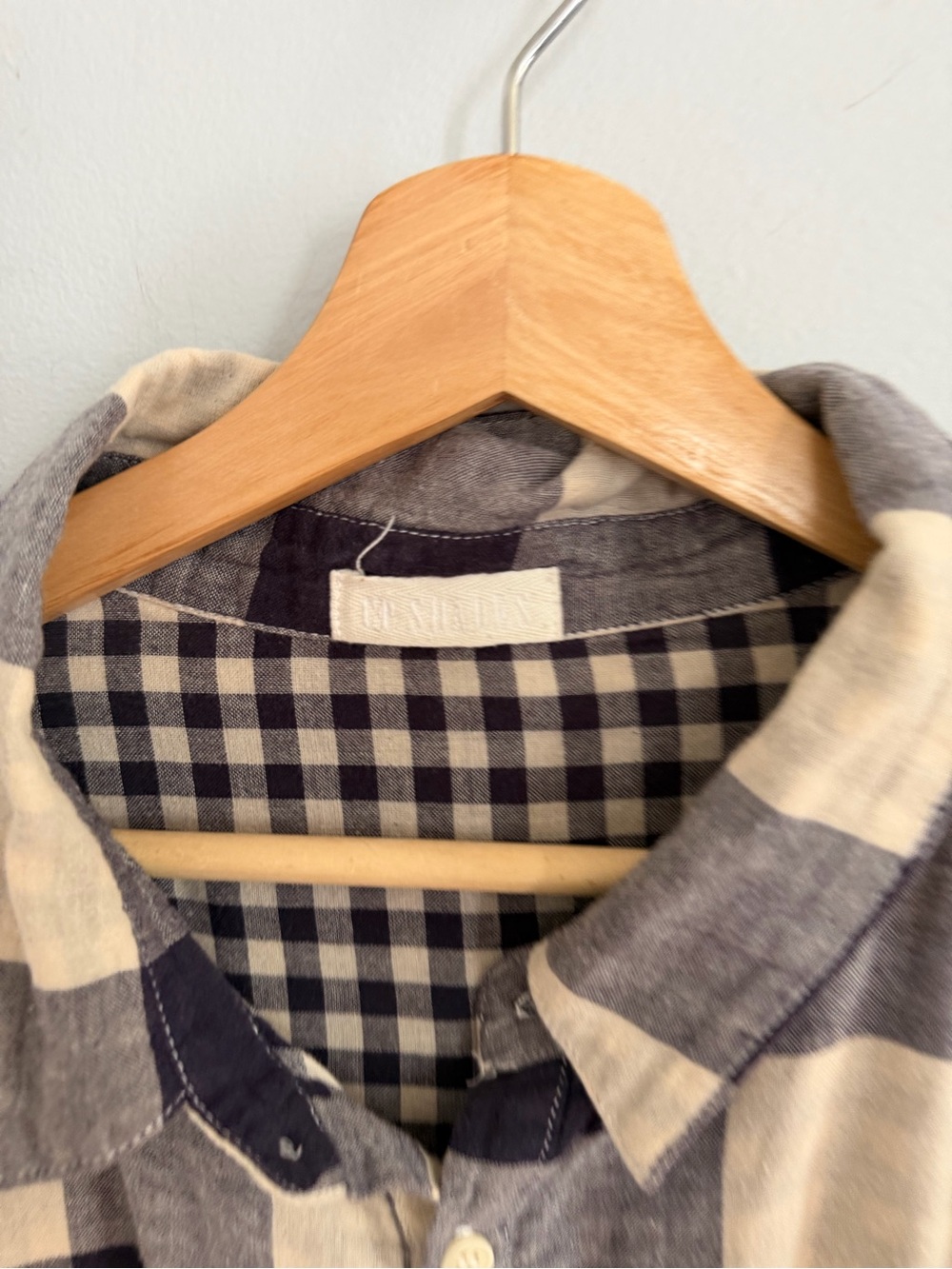 CP Shades Plaid Double Cotton Flannel Button Down Shirt Navy Cream Size XL - Picture 2 of 5